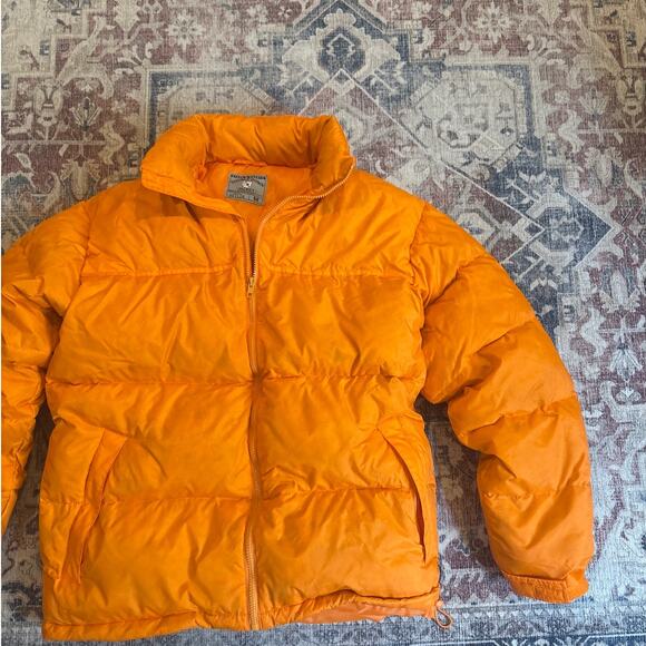 Steve & Barry's Double Down orange down feather cropped puffer jacket SIZE M - Picture 2 of 7